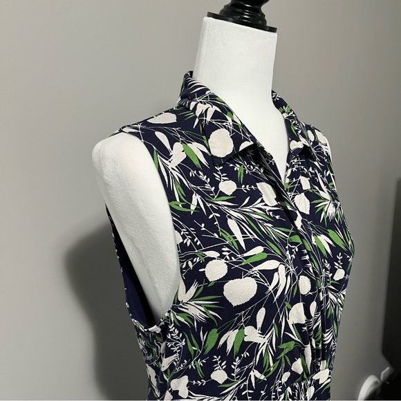 Hobbs London Nadia Sleeveless Jersey Dress Floral Leaf Navy Pattern - Picture 7 of 16